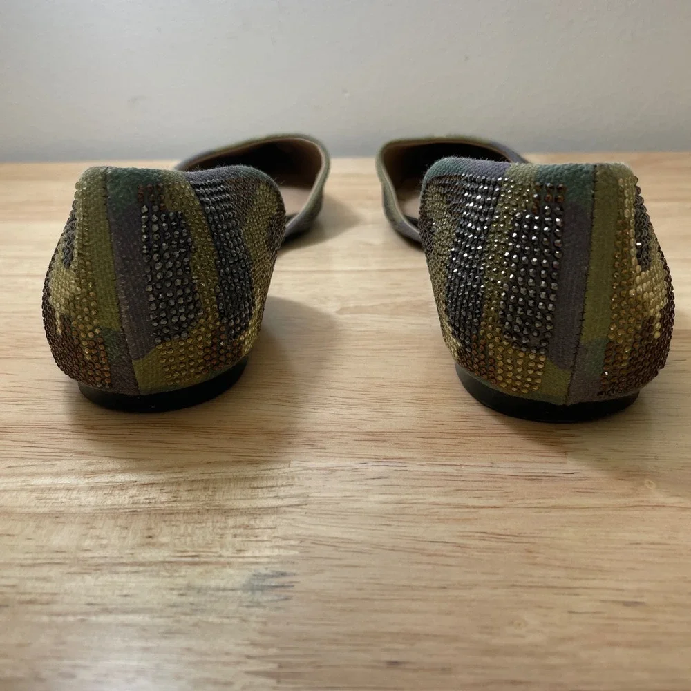 Mix No. 6 Womens Camo Rhinestone d'Orsay‎ Pointed Toe Flats Camo Size 8M